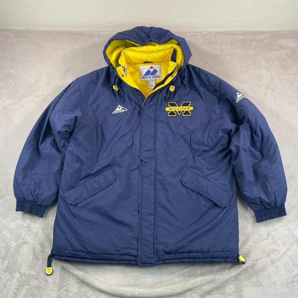Vintage 90s Michigan Wolverines Apex One Parka Jacket Men XL Removal Hood Zip Up